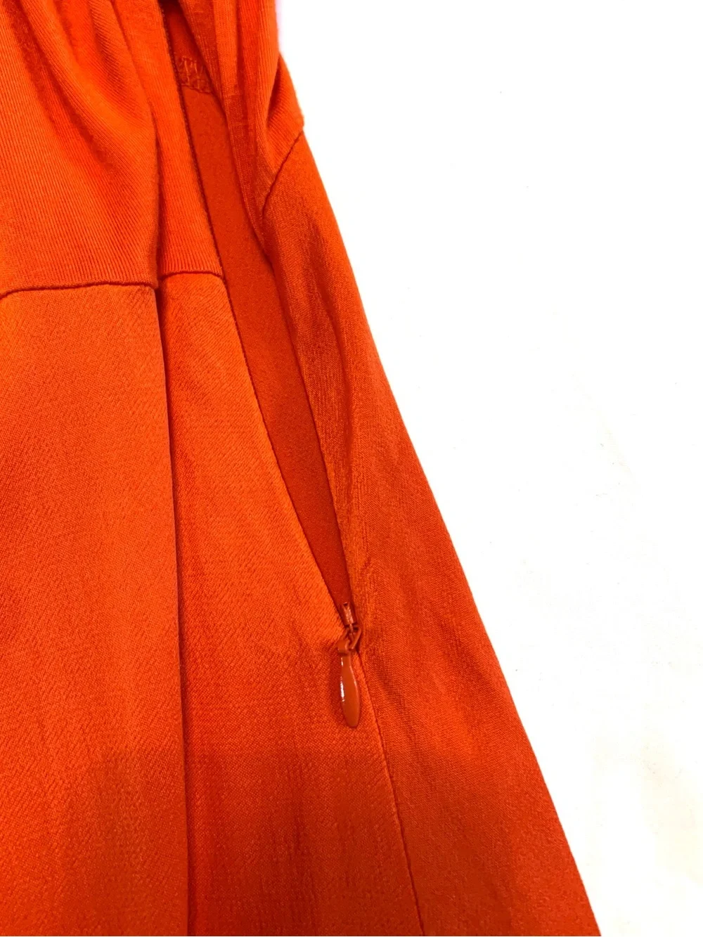 Anthropologie Gemini Pullover Mixed Fabric Asymmetric Tank Dress Midi Orange - L - Picture 9 of 12